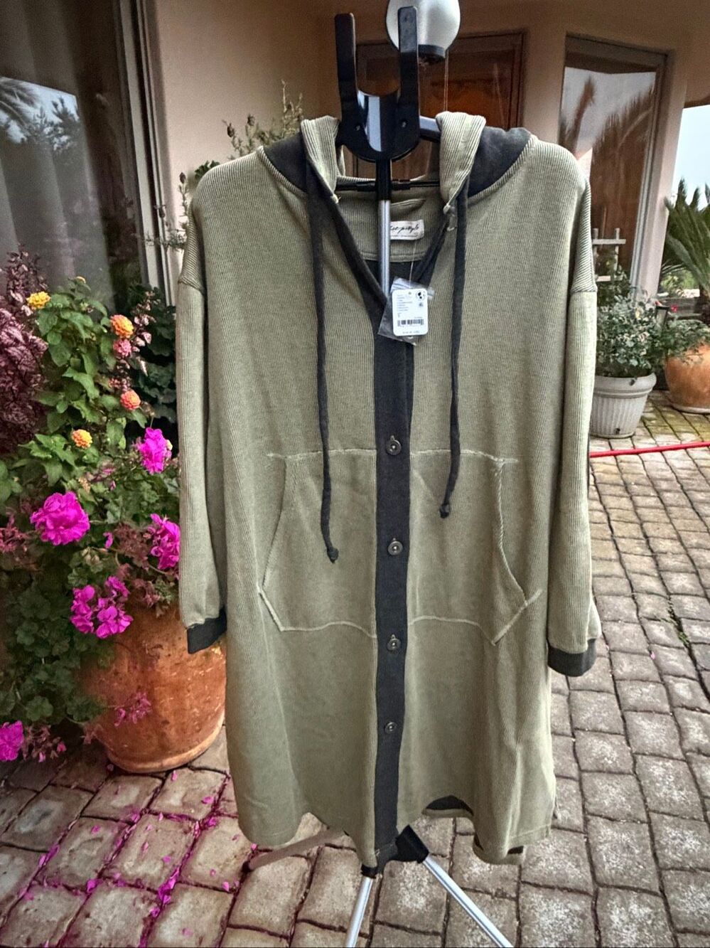 NWT Free People Tomorrow’s Sweatshirt Cardigan in sage green